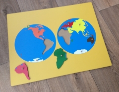 Wooden World Map Panel Floor Puzzle Montessori Cultural Science Teaching Tools Kindergarten Early Learning