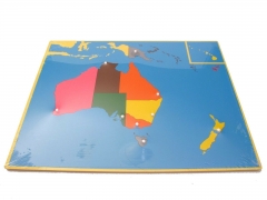 Painel de madeira do mapa da Austrália Quebra-cabeça Montessori ferramentas de ensino de ciências culturais para o jardim de infância, aprendizagem precoce