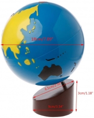 Matériaux de science et de géographie culturelle Montessori Globe continental et papier de sable Globe d'aide à l'éducation précoce Jouets en bois