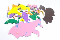 木制亚洲地图面板地板拼图蒙台梭利文化科学教学工具幼儿园早期学习