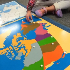 Carte du Canada en bois Panneau de plancher Puzzle Montessori Outils d'enseignement des sciences culturelles de la maternelle