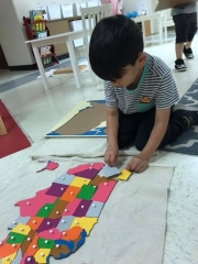 Carte en bois de l'Amérique Panneau de plancher Puzzle Montessori Outils d'enseignement des sciences culturelles de la maternelle