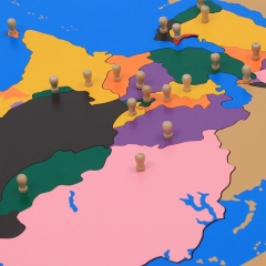 Painel de madeira do mapa da Ásia, quebra-cabeça, ferramentas de ensino de ciências culturais Montessori, aprendizagem precoce do jardim de infância