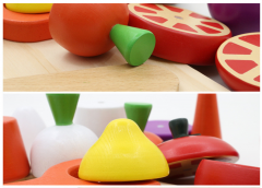 Montessori Simulation Fruits Vegetables Tomato Kitchen Toys pretend role Play Sets Wooden Box Baby toys