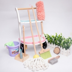 Wooden kids household toy broomstick dustpan cleaning set Kids cleaning toy set mini mop cleaning car