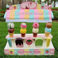 おもちゃ子供ふりゲームおもちゃ木製アイスクリームセレクションふりプレイセット