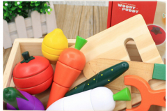 Montessori Simulation Fruits Vegetables Tomato Kitchen Toys pretend role Play Sets Wooden Box Baby toys