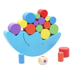 儿童彩色木制月亮积木儿童跷跷板木制天平和不倒翁玩具