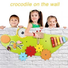 Frühe pädagogische spielen set lustige wand spiel holz spielzeug krokodil kinder spielzeug