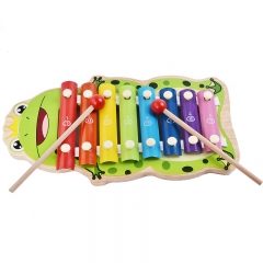 Brinquedo de madeira de percussão instrumento musical mão batendo piano brinquedo de madeira 8 notas xilofone gigante com 2 malhas de madeira