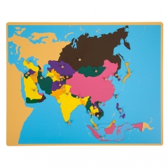 Wooden Asia Map Panel Floor Puzzle Montessori Cultural Science Teaching Tools Kindergarten Early Learning