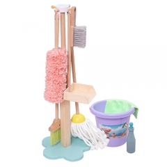 Wooden kids household toy broomstick dustpan cleaning set Kids cleaning toy set mini mop cleaning car