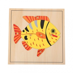 Montessori Materials Educational Tools Animal Fish Puzzle Preschool Early Montessori Toys for Toddlers