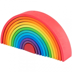 High Quality Materiales Montessori Wooden Toys Grimms Rainbow Blocks12 Piece Bridge Blocks Rainbow Stackers