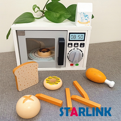 Child Pretend Role Play Simulation Interactive Cooking Microwave Oven Baking Toy Wooden Kitchen Set Toys