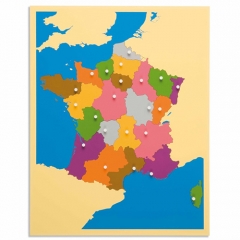 木制法国地图面板地板拼图蒙特梭利文化科学教学工具幼儿园早期学习