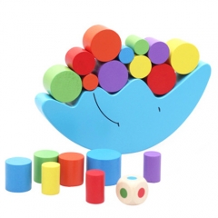 Children Colorful Wooden Moon Blocks Kids Seesaw wooden balance and tumbler toy