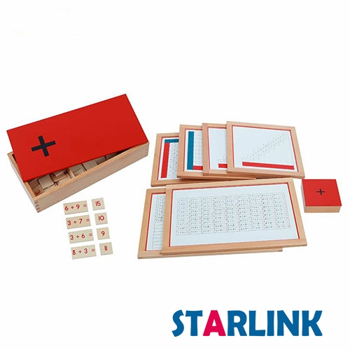Material Montessori Brinquedo educativo Equações de adição e caixa de Somas (cartão de madeira)