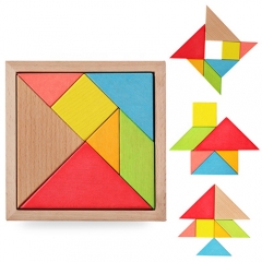 Tangram quebra-cabeça crianças brinquedo educativo colorido de madeira cérebro formação geometria tangram quebra-cabeça