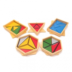 Montessori Sensorial Kids Wooden Educational Children Toy Constructive Triangles With 5 Boxes