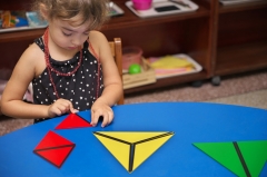 Montessori Sensorial Kids Wooden Educational Children Toy Constructive Triangles With 5 Boxes