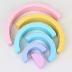6 Pieces Of Macaron Rainbow Building Wooden Arch Bridge-Shaped Semicircle Early Childhood Education Wisdom Jenga Wooden Toy