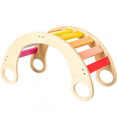 Wooden children's multifunctional rainbow rocking chair climbing interactive physical training kindergarten early education educational toys