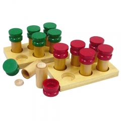 Juguetes de madera para niños pequeños Material de aprendizaje Recursos de enseñanza sensorial Cajas de aromas Recursos Montessori