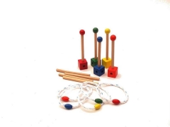Jouet Montessori jeu de coordination œil-main en bois mini jouet de cercle de lancer