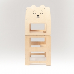 Wooden Montessori Learning Tower Step Stool Toddler Kitchen Helper for Kid Foldable Learning Tower Step Stool Child Kitchen Tower