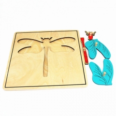 Wooden Educational Montessori Materials Baby Toys For Preschool Dragonfly Puzzle