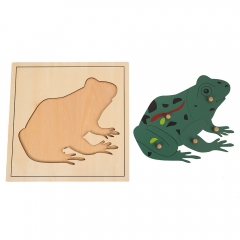 Wholesale Baby Wooden Toy Parts of Frog Puzzle Learning Kindergarten Montessori Materials Biology Jigsaw Puzzle Toy