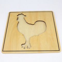 Preschool Learning Toys Wooden Montessori Botany Educational Toys Wood Rooster Puzzle