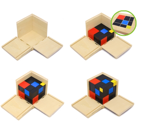 Wholesale Kid Wooden Montessori Set Teaching Aids Learning Materials Trinomial Cube