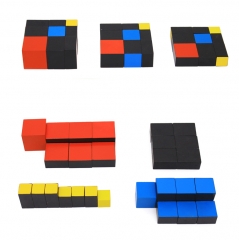 Wholesale Kid Wooden Montessori Set Teaching Aids Learning Materials Trinomial Cube