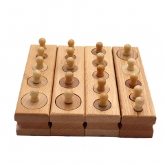 Kindergarten Montessori Materials Wooden Cylinders Ladder Blocks Educational Wooden Knobbed Cylinder Socket Blocks Toy