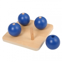 Baby Toys Wooden Educational Montessori Red Wooden Ball Kids Toy With Four Round Balls