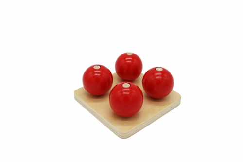 Baby Toys Wooden Educational Montessori Red Wooden Ball Kids Toy With Four Round Balls