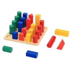 Wooden Early Learning Toys Geometry Cylinder Ladder Blocks Toddler Montessori Materials