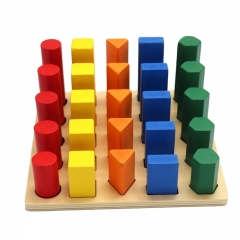 Wooden Early Learning Toys Geometry Cylinder Ladder Blocks Toddler Montessori Materials