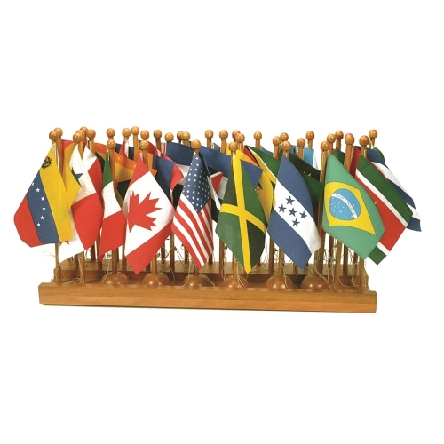 Kids Geography Wooden Toys Montessori Materials South America Flag With Stand