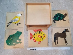 Montessori Wooden Educational Montessori Toys Box for Children Teaching Animal Puzzles Set With Cabinet