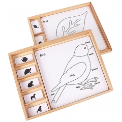 Montessori Educational Toy Plants Animals Card PVC Box Beech Wood Toys Animal Puzzle Activity Set