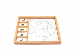 Montessori Educational Toy Plants Animals Card PVC Box Beech Wood Toys Animal Puzzle Activity Set