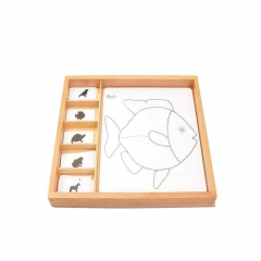 Montessori Educational Toy Plants Animals Card PVC Box Beech Wood Toys Animal Puzzle Activity Set