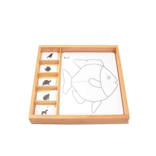 Montessori Educational Toy Plants Animals Card PVC Box Beech Wood Toys Animal Puzzle Activity Set