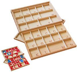 Montessori Educational Toys For Kids Wood Large Movable Alphabet Capital Case