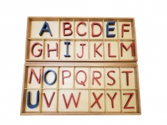 Montessori Educational Toys For Kids Wood Large Movable Alphabet Capital Case
