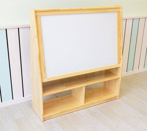 Preschool wooden drawing board for kids daycare furniture kids wooden drawing easel with storage cabinet for kids