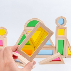 Baby Montessori Kids Toy Educational Toy Rainbow Acrylic Wooden Building Blocks